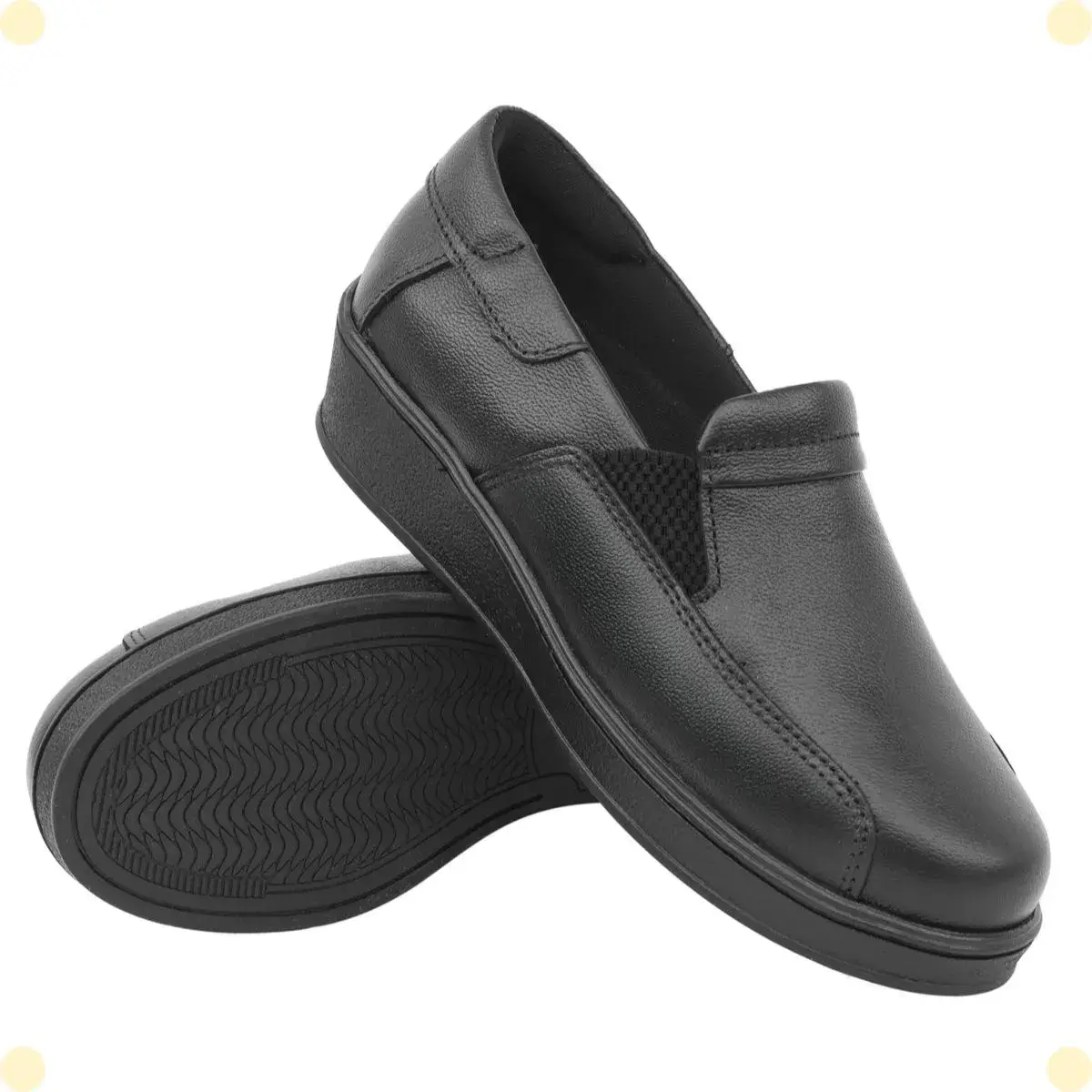 Sapato Feminino Anabela Couro Legítimo Confortável Slip On - Modelo 17010 - Imagem 5