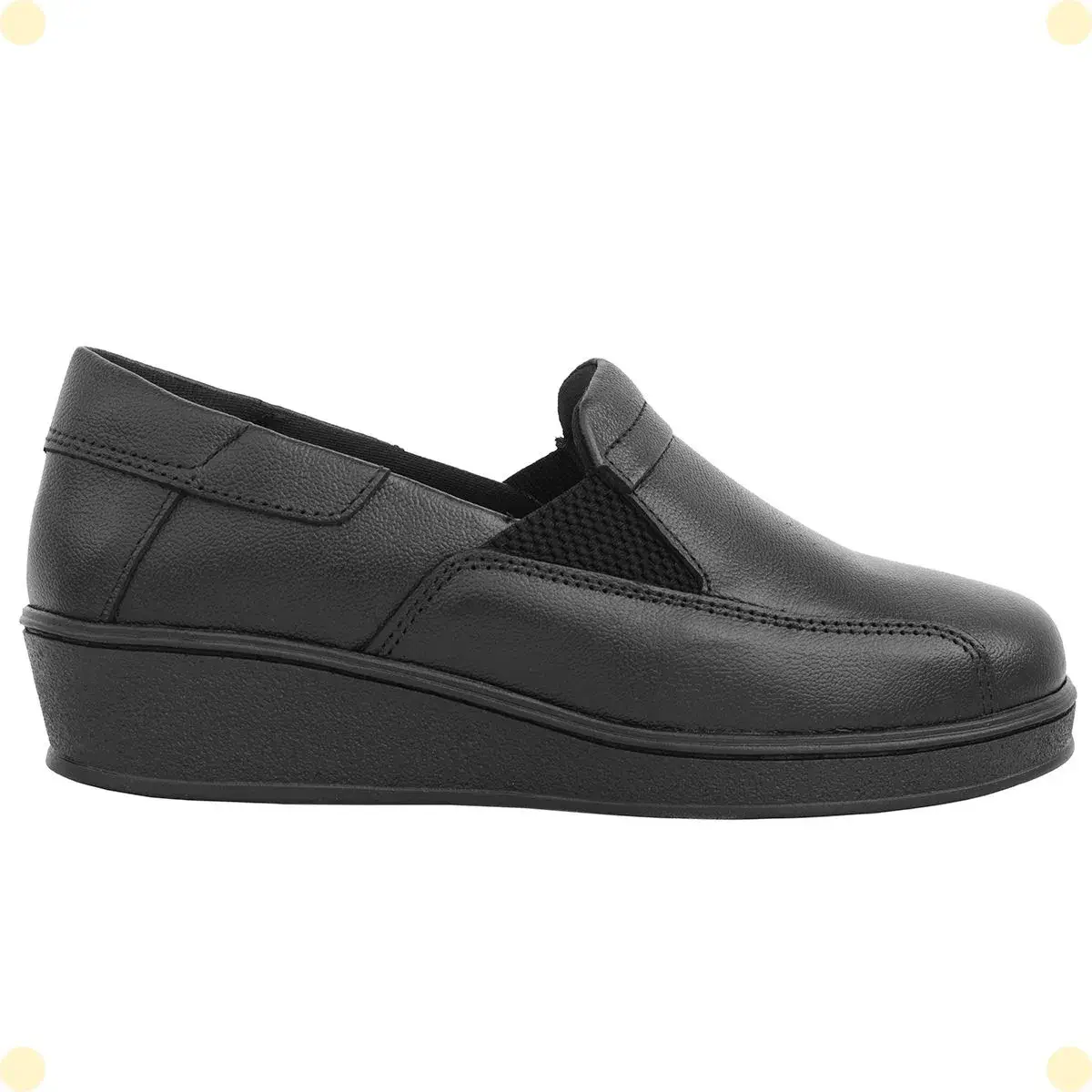 Sapato Feminino Anabela Couro Legítimo Confortável Slip On - Modelo 17010 - Imagem 4