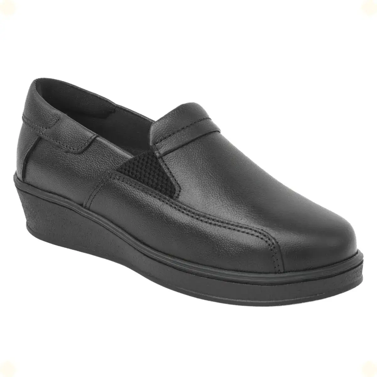 Sapato Feminino Anabela Couro Legítimo Confortável Slip On - Modelo 17010