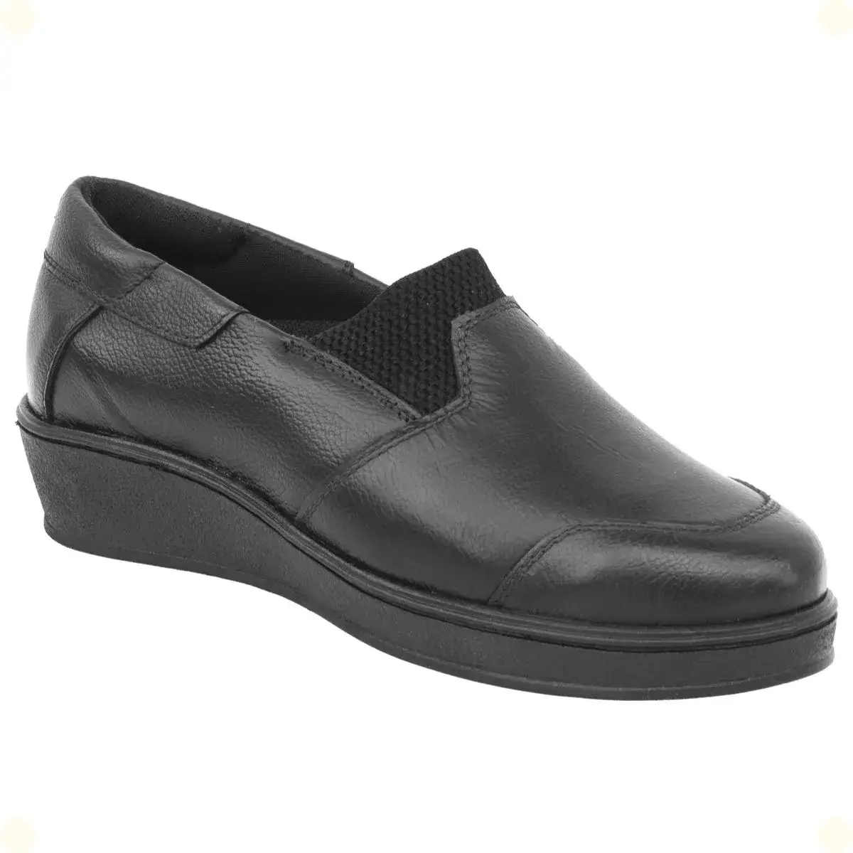 Sapato Feminino Anabela Couro Legítimo Confortável Slip On - Modelo