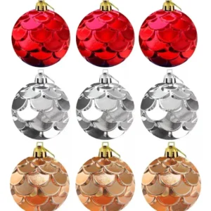 kit 6 Bolas De Natal Decoração enfeite Cor Dourado ou vermelho ou prata Escamado
