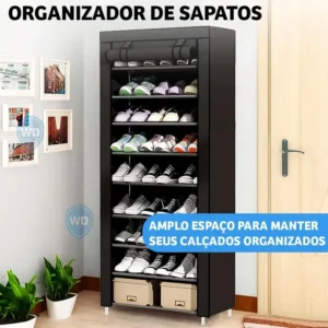 Sapateira Prime Armário Organizador Dobrável com Ziper 10 Niveis